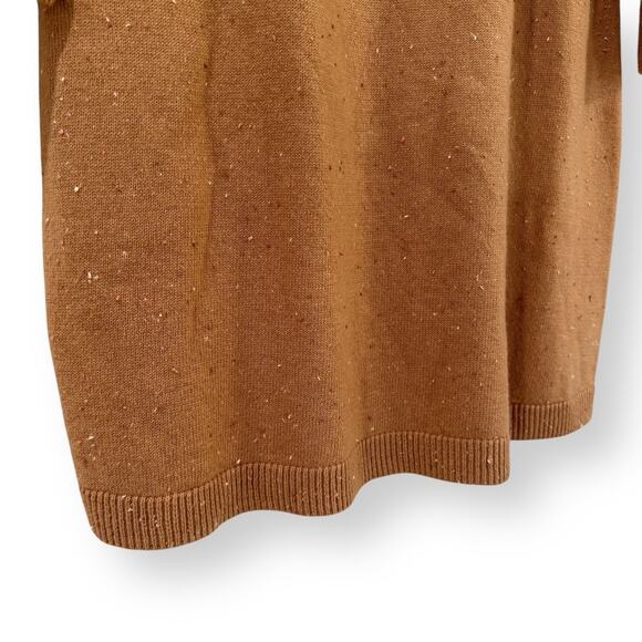 NWT Talbots Zip Collar Sweater Dress Tweed Tan Womens Petite Small SP Cotton - Picture 7 of 13